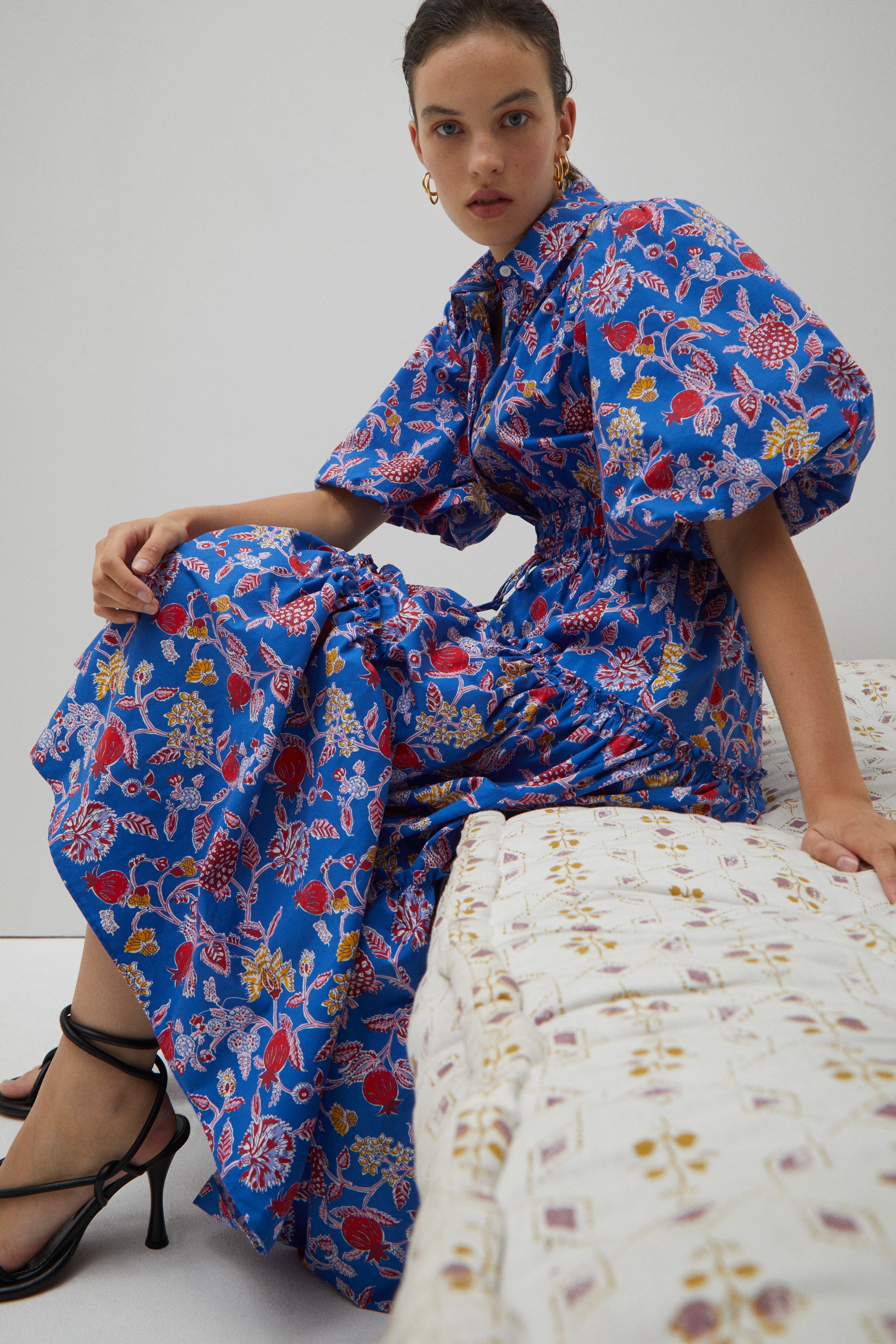 服装设计师，Derek Lam，可爱石榴印花连衣裙，流光绸缎面料