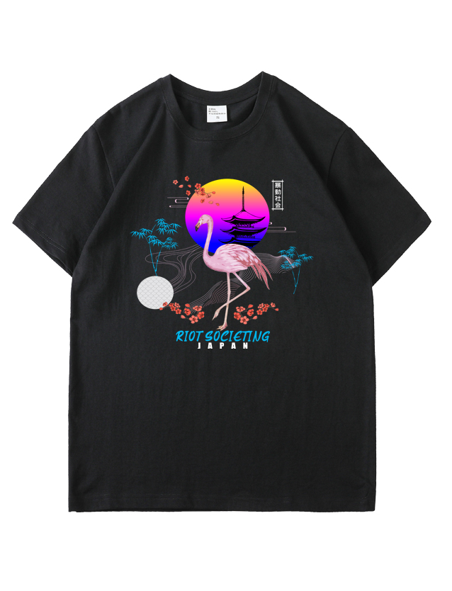 服装效果图-日本火烈鸟 动物 花型图案