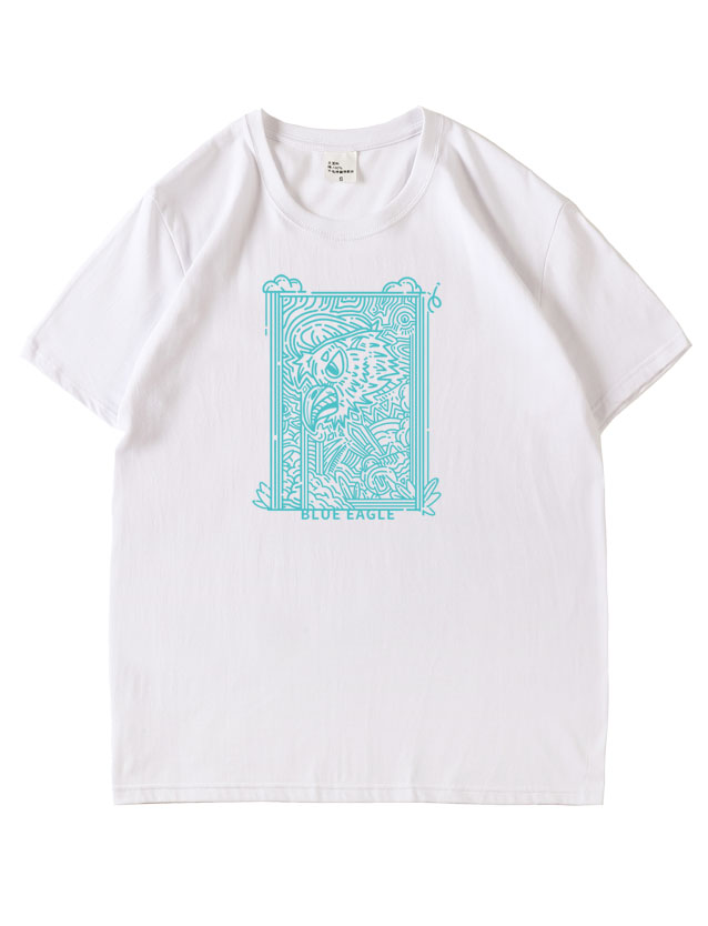服装效果图-线条蓝鹰 插画 花型图案