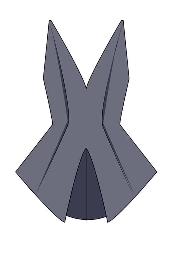 服装效果图-深灰时装 小众设计 女装-服装效果图