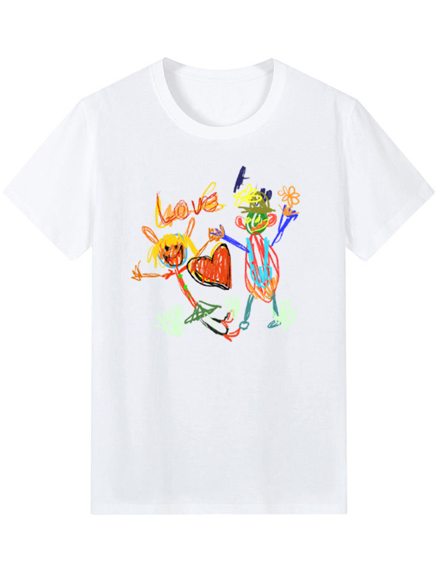 服装效果图-两个小人 抽象 花型图案