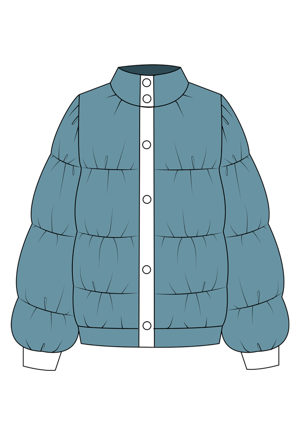 服装效果图- 蓝色羽绒服 简约中性 男装