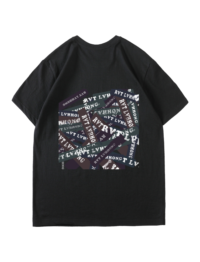 服装效果图 堆叠字母 个性 花型图案