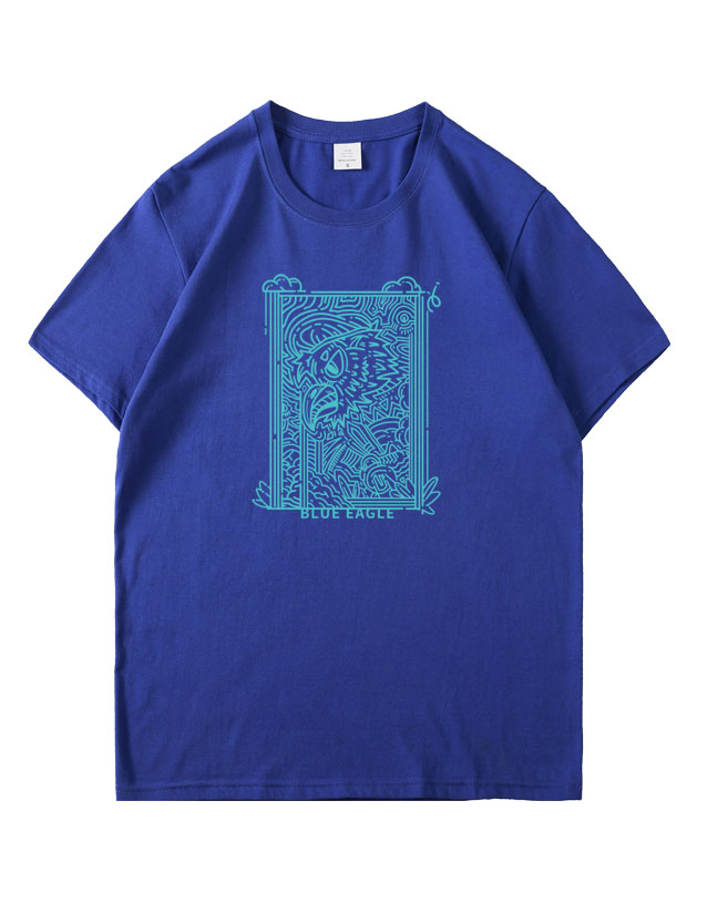 服装效果图-线条蓝鹰 插画 花型图案