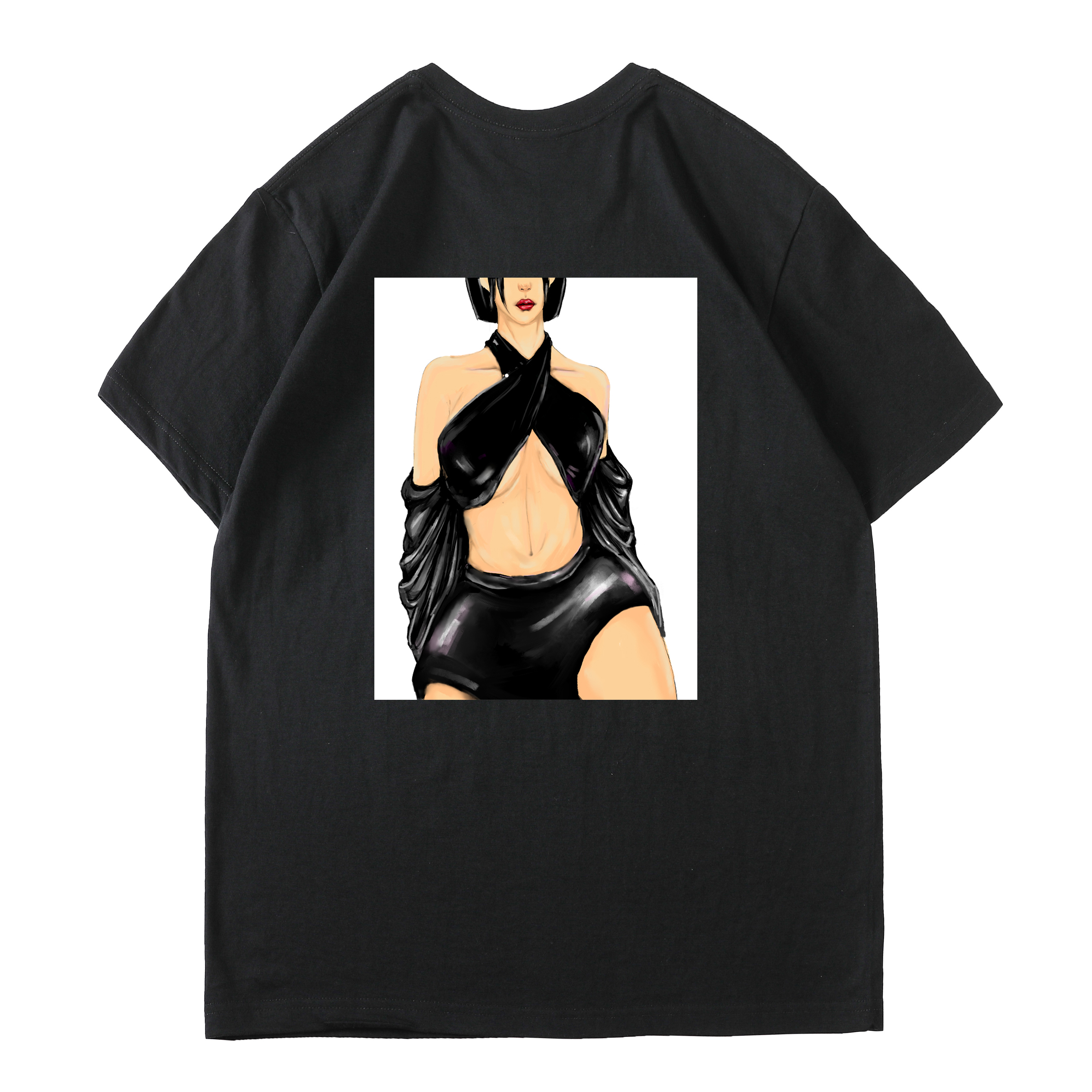 服装效果图-皮衣女 人物 花型图案