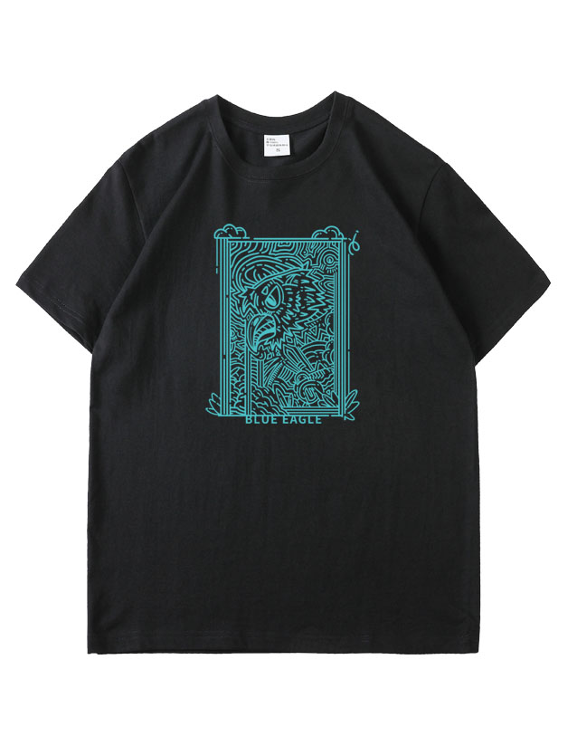 服装效果图-线条蓝鹰 插画 花型图案