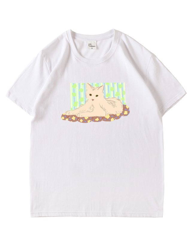 服装效果图-垫子上的猫 卡通 花型图案