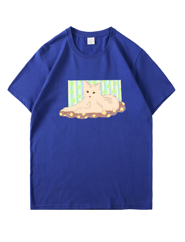 服装效果图-垫子上的猫 卡通 花型图案