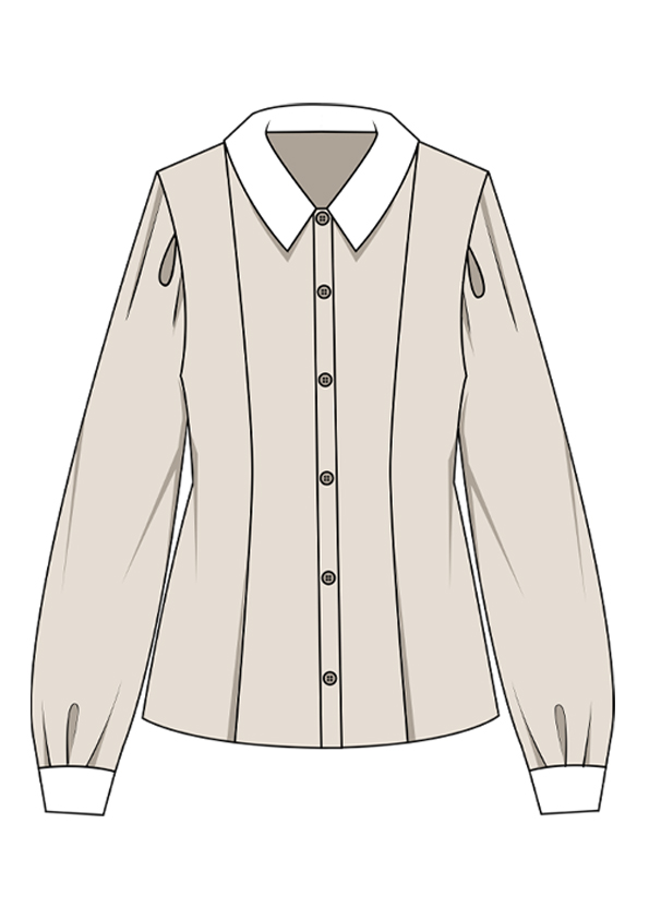 服装效果图-杏色衬衣 通勤风 女装