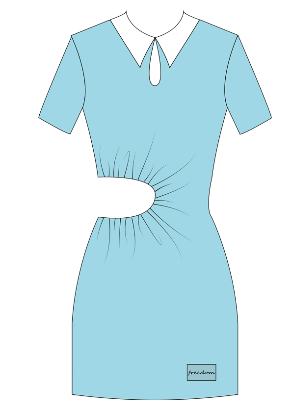 服装效果图-搂腰连衣裙 潮牌 女装