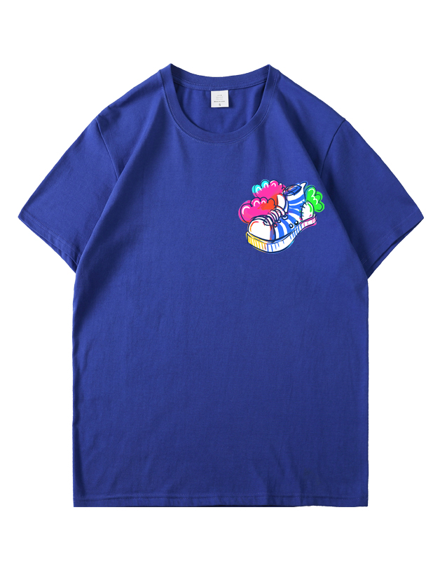 服装效果图-蓝白条纹鞋 个性 花型图案