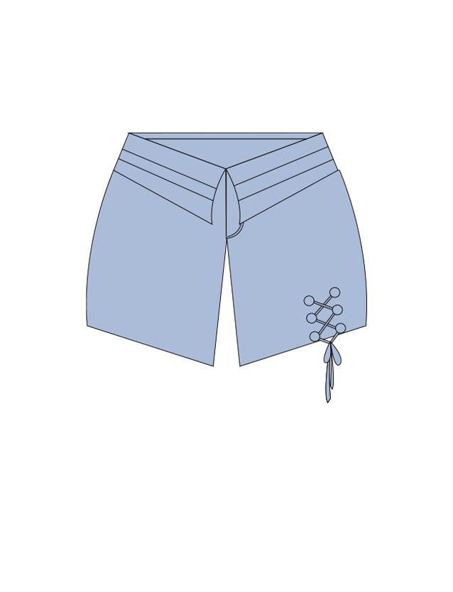 服装效果图-绑带套装 个性 女装