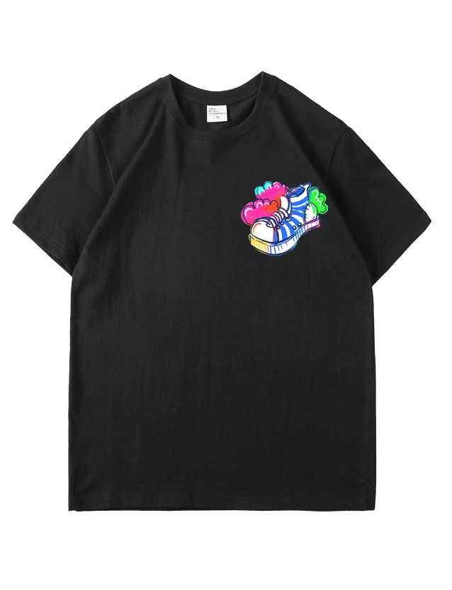 服装效果图-蓝白条纹鞋 个性 花型图案