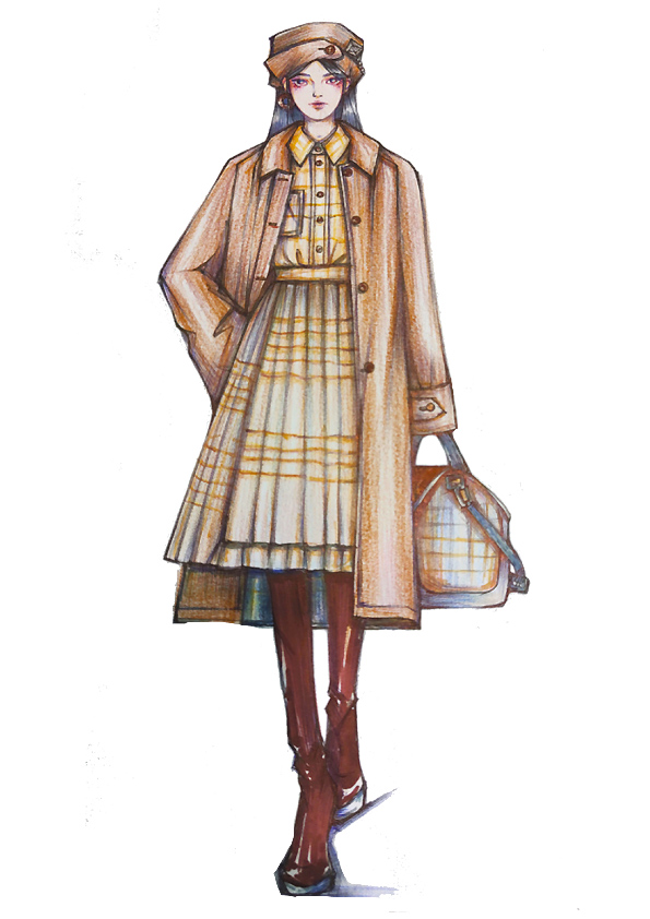 服装效果图-冬季时装 通勤风 女装