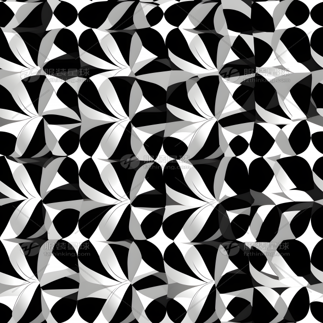 泳装黑白花型图案|黑白抽象主义图案设计-服装星球-xqml