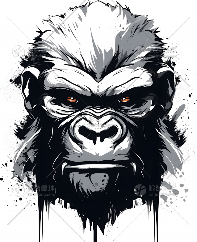 黑白水墨猩猩