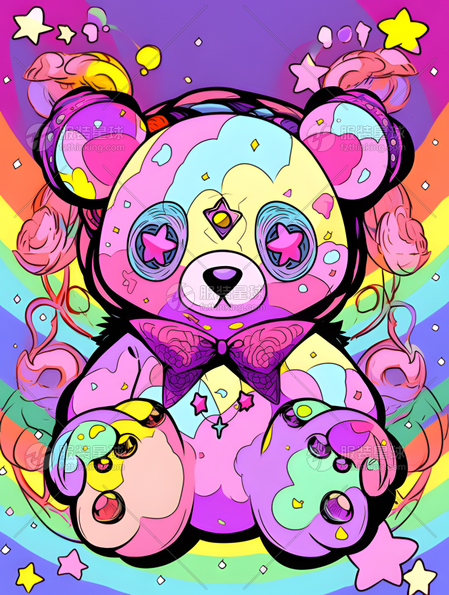 多巴胺小熊图案印花
