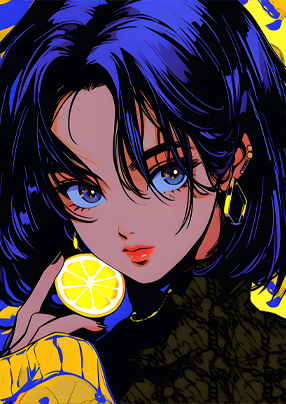 复古少女漫画柠檬女头
