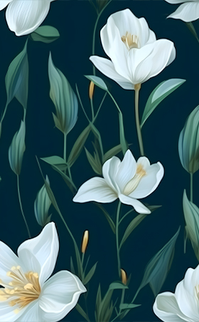 白色花图案印花