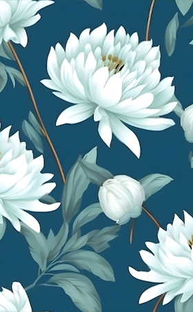 白色莲花图案印花