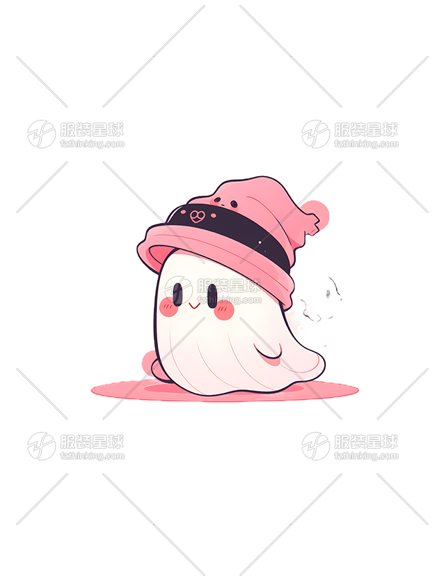 图案素材白色粉帽小幽灵