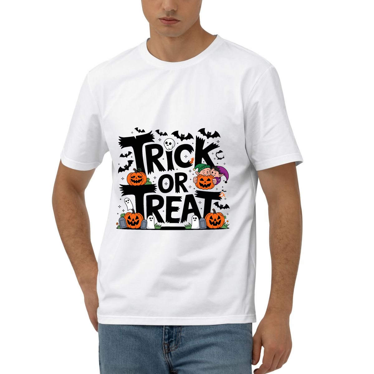 “TRICK OR TREAT”插画印花图案 卫衣/T恤印花图案
