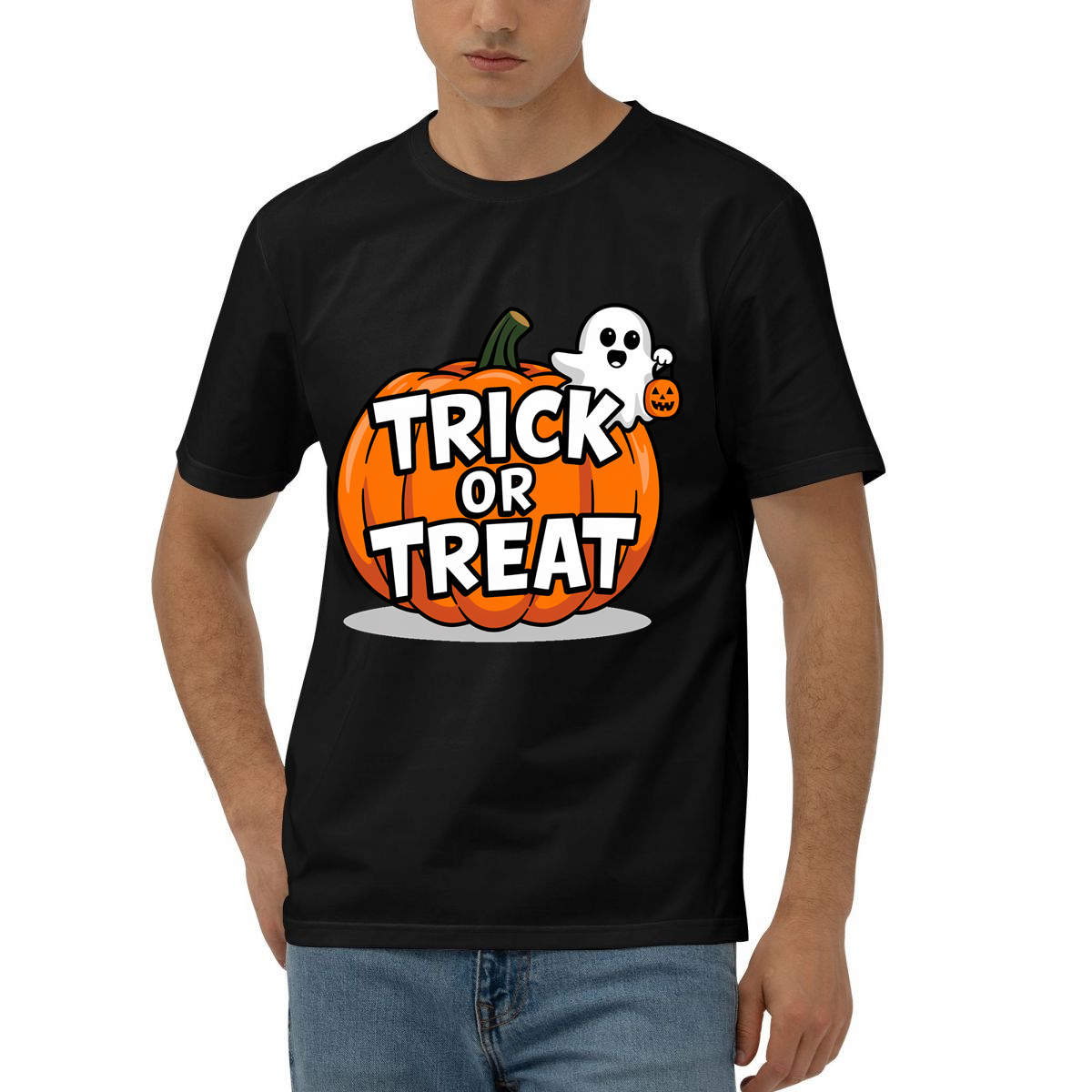 标有“TRICK OR TREAT”的南瓜插画印花图案 卫衣/T恤印花图案