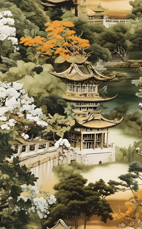 中国风古塔场景图