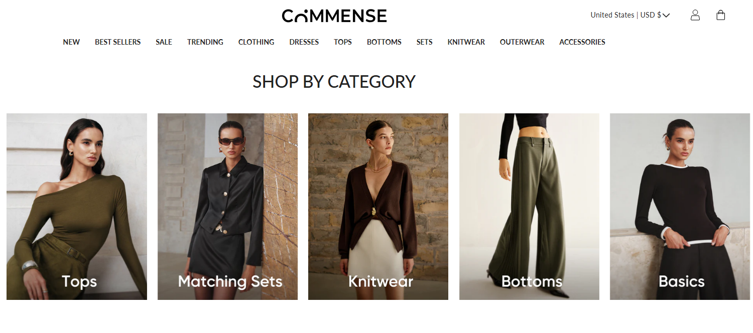 服装服饰跨境电商品牌，COMMENSE女装DTC快时尚品牌