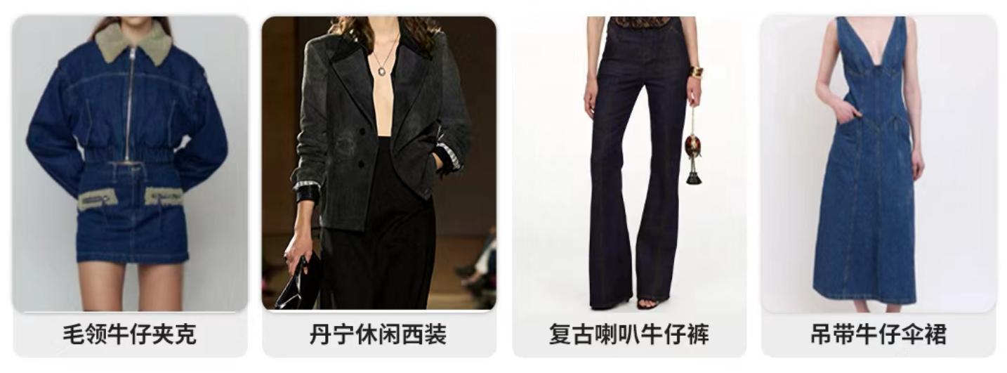 牛仔由基础休闲向保暖质感、复古做旧延伸，属于TikTok Shop蓝海类目