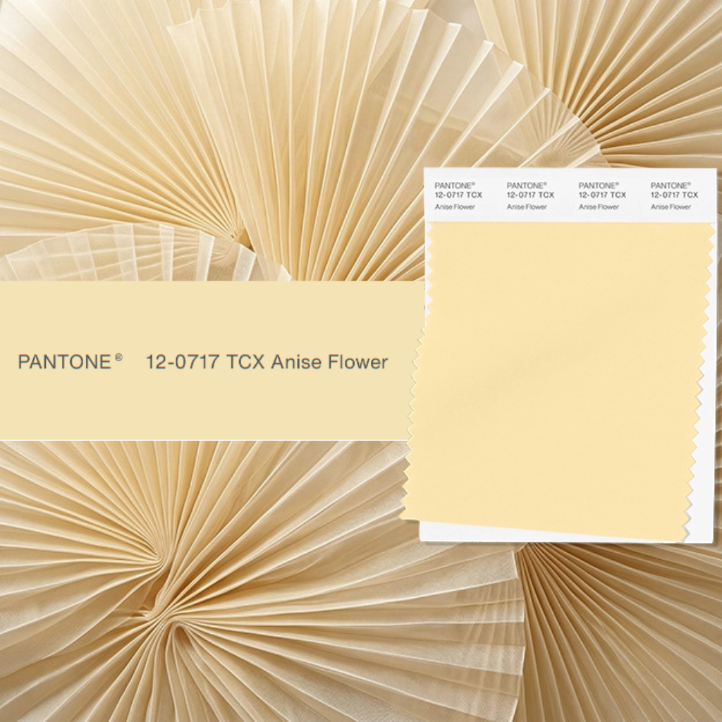 Pantone 2027春夏NYFW十大亮色,Anise Flower 茴香花,一抹淡黄色,带着轻盈的植物质感